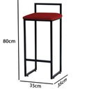 Ver imagem 3 de Banqueta Alta Estofada Suede Pietra Base Preta House Móveis:vermelho