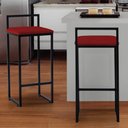 Ver imagem 2 de Banqueta Alta Estofada Suede Pietra Base Preta House Móveis:vermelho