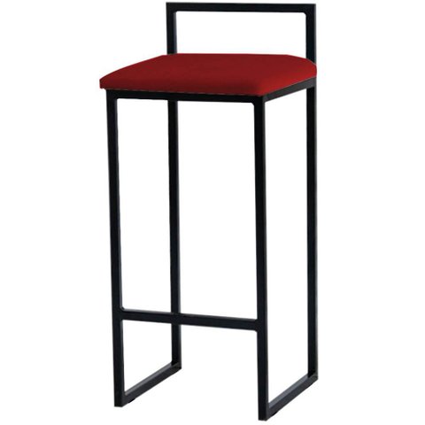 Banqueta Alta Estofada Suede Pietra Base Preta House Móveis:vermelho
