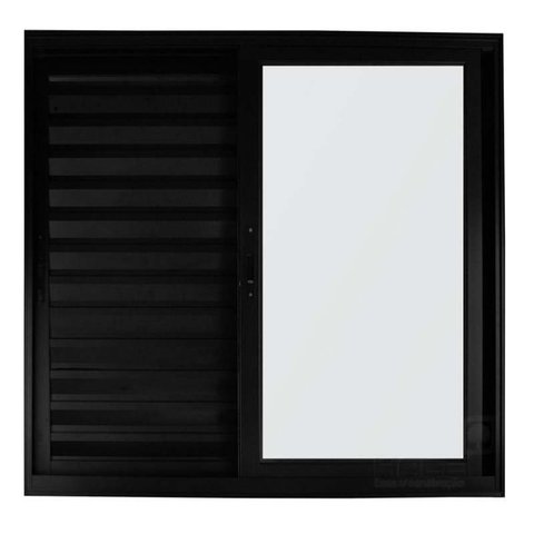 Janela de Alumínio Preto Veneziana de Correr 3 Folhas Móveis Suprema Sem Grade Hale-1.50(L)X1.00(A)