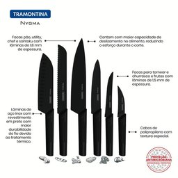 Faqueiro Premium 3Peças+6Facas Nygma Texturizadas Tramontina - 3 Faqueiro Premium 3Peças+6Facas Nygma Texturizadas Tramontina - 3