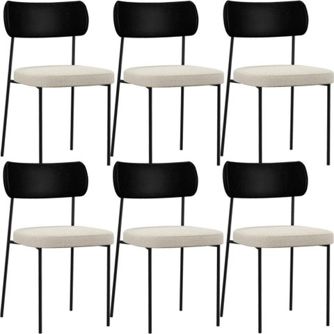 Kit 06 Cadeiras para Sala de Jantar L02 Preto Champagne