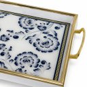 Ver imagem 6 de Bandeja Decorativa Branca com Detalhes Azul e Dourado 30x45cm
