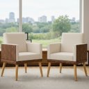 Ver imagem 1 de Kit 2 Poltronas Decorativa para Sala Recepção Escritório Assento Confortável Lis Suede e Corino