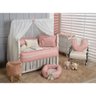 Kit Berço Americano Menina Luna Rose Blush com Linho 11 Peças Algodão - 1