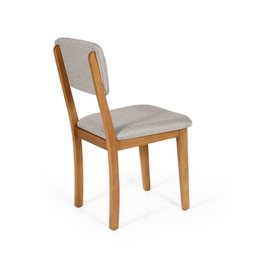 Conjunto 4 Cadeiras de Jantar Estofada em Madeira Maciça Ella Cinza Claro - 4