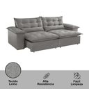 Ver imagem 4 de Sofá Retrátil e Reclinável Alice 250cm Braço 25cm em Linho Meu Sofá Online