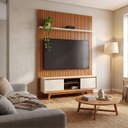 Ver imagem 1 de Rack com Painel Ripado para TV até 65 Polegadas 244cm x 179cm Marrom Cinamomo/Off White Milo