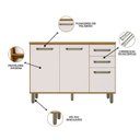 Ver imagem 3 de Balcao com Tampo 3p 2g 120 Cm Cria Freijo Off White Pln