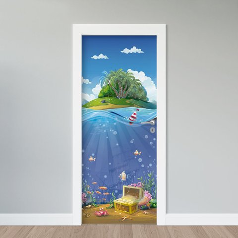 Adesivo de Porta - Fundo do Mar 1