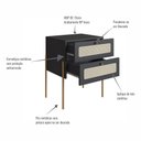 Ver imagem 5 de Conjunto Cabeceira Solteiro 90cm e Mesa de Cabeceira 2 Gavetas Pé Metal Palhinha Oslo Artesano | Han
