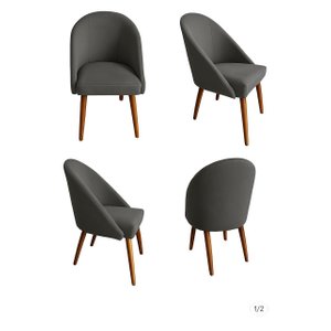 Kit 4 Cadeiras de Jantar Lua Pe Palito Suede Cinza