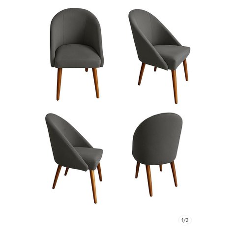 Kit 4 Cadeiras de Jantar Lua Pe Palito Suede Cinza