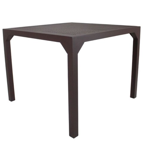 Mesa Quadrada Haiti 100cm Tampo Ripado em Alumínio Cozinha Edícula Trama Original