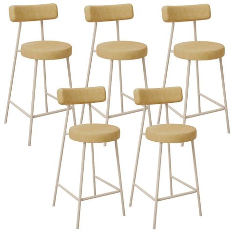 Kit 05 Banquetas Baixa Cozinha Sala Jantar Bancada Milão Arena L02 Couríssimo Fendi - lyam decor