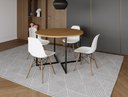 Ver imagem 1 de Mesa Industrial Base Ferro Preto em V Tampo 110cm Canela 4 Cadeiras Eames Madeira Assento Branco