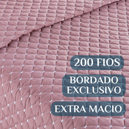 Conjunto Cama Casal Queen Size Melody Bordada 200 Fios Extra Macio - Ravena:rose - 3