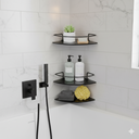 Ver imagem 1 de Kit 3 Suporte Prateleira Porta Shampoo Condicionador Canto Banheiro Vidro Preto Fumê