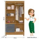 Ver imagem 4 de Guarda Roupa Solteiro Madri com Espelho e Cômoda Texas Freijó Cinza – Moval
