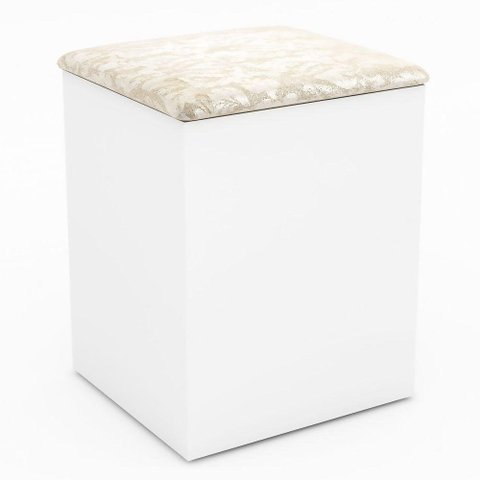 Puff Baú Pu2050 Branco/Floral Pérola - Tecno Mobili