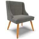 Ver imagem 1 de Cadeira Decorativa Sala de Jantar Pés Palito de Madeira Firenze Suede Grafite/Natural G19 - Gran Bel