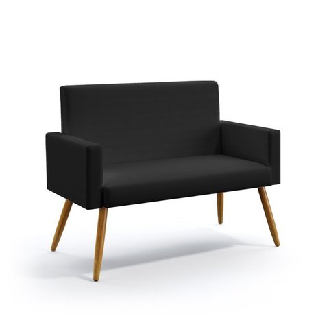Poltrona Namoradeira Vega Couro Preto Aradecor