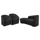 Ver imagem 1 de Kit Sofá Curvo França 160cm L.e e 2 Poltronas Luiza Max Conforto, Linho Preto