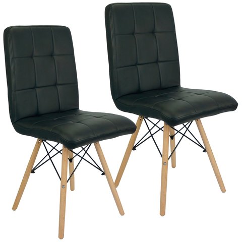 Kit 2 Cadeiras Gomos Eiffel Eames Fitz Dublin Estofada Base Madeira