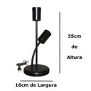 Ver imagem 6 de Abajur Luminária de Mesa 2 Hastes Moderno Ideal para Sala, Quarto na Cor Preto Bivolt 110v/220v