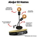 Ver imagem 4 de Abajur Luminária de Mesa 2 Hastes Moderno Ideal para Sala, Quarto na Cor Preto Bivolt 110v/220v