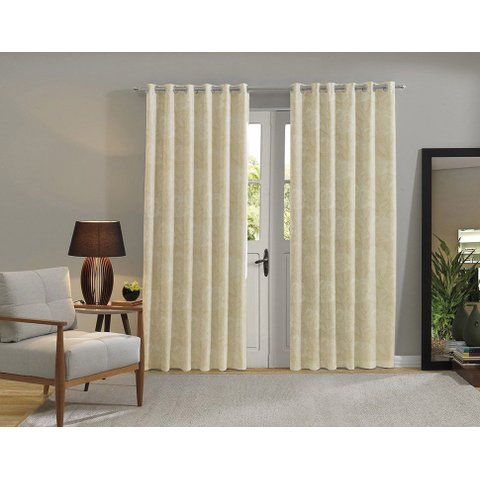 Cortina Jacquard Sala Quarto e Escritório P/ Varão 2 metros Cor:Champagne