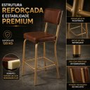 Ver imagem 5 de Banqueta Olivia Alta para Bar e Cozinha Dourado Fosco com Assento Confortável Cor Whisky Encosto Est