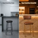 Ver imagem 6 de Banqueta Olivia Alta para Bar e Cozinha Dourado Fosco com Assento Confortável Cor Whisky Encosto Est