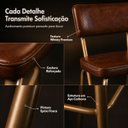 Ver imagem 7 de Banqueta Olivia Alta para Bar e Cozinha Dourado Fosco com Assento Confortável Cor Whisky Encosto Est