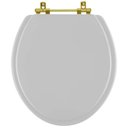 Ver imagem 1 de Assento Sanitario Poliéster Convencional Oval Cinza Real para Vaso Deca com Ferragem Dourada