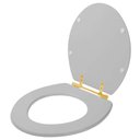 Ver imagem 2 de Assento Sanitario Poliéster Convencional Oval Cinza Real para Vaso Deca com Ferragem Dourada