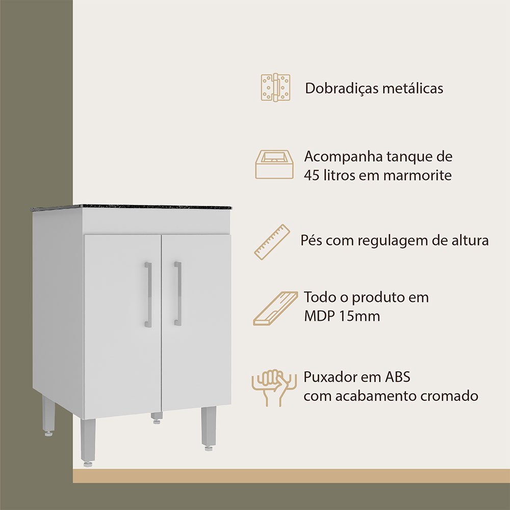 Tanque para Lavanderia de Mármore Preto - Ozini - 2