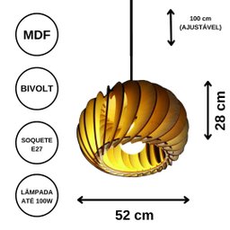 Luminária Teto tipo Pendente GÉRBERA MDF - Completa - 5