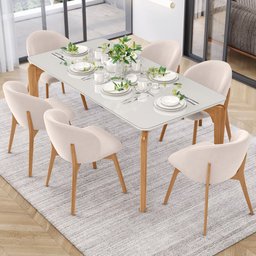 Kit 04 Cadeiras de Jantar e Estar Living Estofada Mia L02 Suede Bege - Lyam Decor - 2