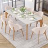 Kit 04 Cadeiras de Jantar e Estar Living Estofada Mia L02 Suede Bege - Lyam Decor - 2