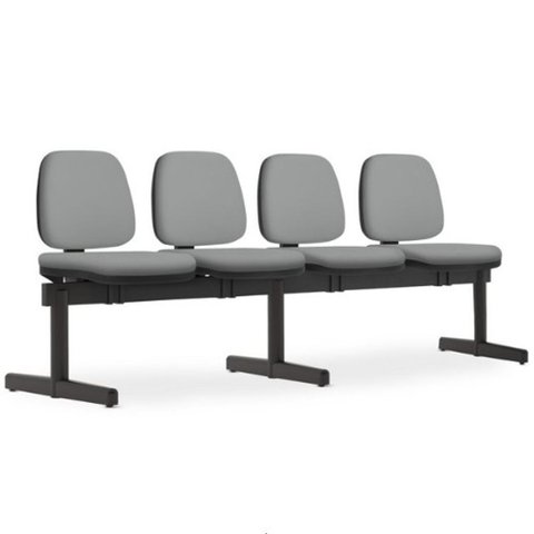 Cadeira Longarina 4 Lugares Recepção Sala de Espera Work F02 Sintético Cinza - Lyam Decor