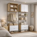 Ver imagem 1 de Módulo Closet Industrial MDF com Metalon e Frentes Provençal Infinity Bege/Savana/Branco