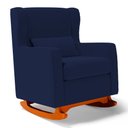 Ver imagem 1 de Poltrona de Amamentação e Descanso Zoe com Base Balanço Suede Azul Marinho - Desk Design