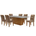 Ver imagem 2 de Mesa para Sala de Jantar Aida 180cm Mdf Canto Copo com Vidro e 6 Cadeiras Carol