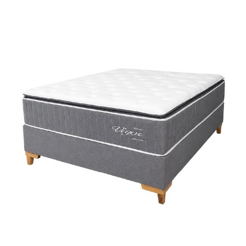 Cama Box King + Colchão Molas Ensacadas Topazio Vigor 198x200x68cm