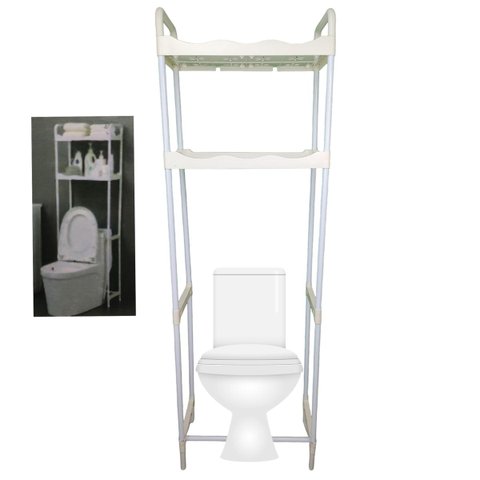Rack Estante Banheiro 2 Prateleiras Vaso Sanitario Multiuso Casa Cozinha Lavanderia Organizaçao Segu