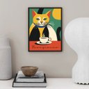 Ver imagem 1 de Quadro Gato Colorido - Buongiorno 45x34cm - com Vidro:moldura Branca