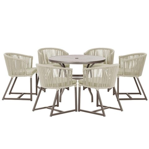 Mesa e 6 Cadeiras e Noronha Marrom E7 Trama Original Rami