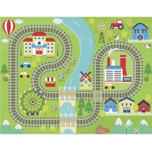 Tapete Infantil Emborrachado Antiderrapante 100x140cm Fazenda