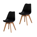 Ver imagem 1 de Kit 2 Cadeiras Saarinen Leda Polipropileno Pretas Base Wood